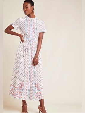 Gal Meets Glam Alisa Cream Dress with Red and Navy Floral Embroidery